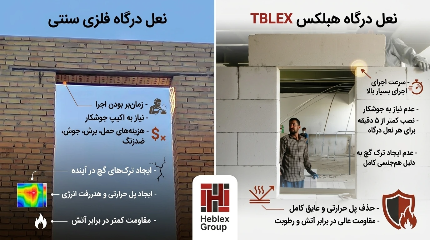 مقایسه اقتصادی و اجرایی لینتل هبلکس با نعل درگاه سنتی